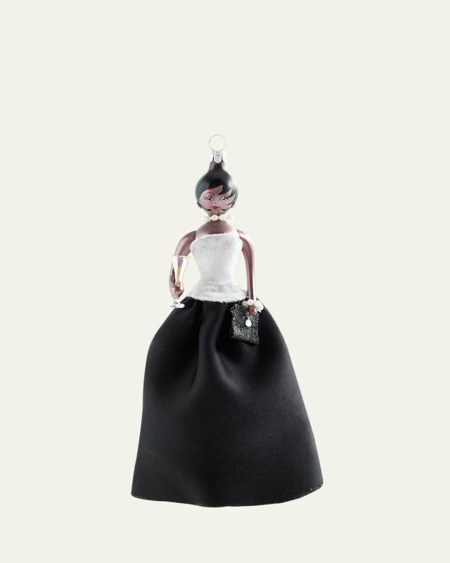 Fashionista in Black & White Gown Christmas Ornament